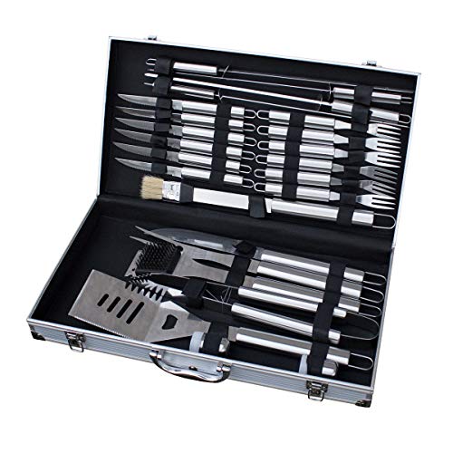 TAINO Grillbesteck Koffer 24TLG Edelstahl Grillkoffer GrillSet BesteckSet Grillen GrillWerkzeug