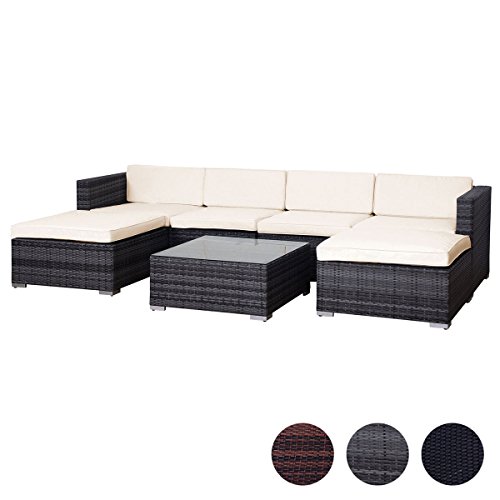 SVITA Lugano Poly Rattan Lounge Garten-Set XXL Sofa-Set Garnitur Gartenmöbel Couch-Set XXL Grau