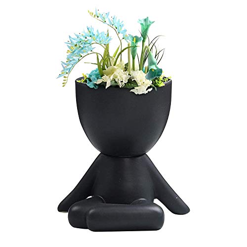 WTC Mini Bonsai Kopf Gras Haar Keramik Pflanzentopf Wohnzimmer Büro Desktop Pflanze Behälter Blume Anordnung Vase Topf Ornamente (Color  B)